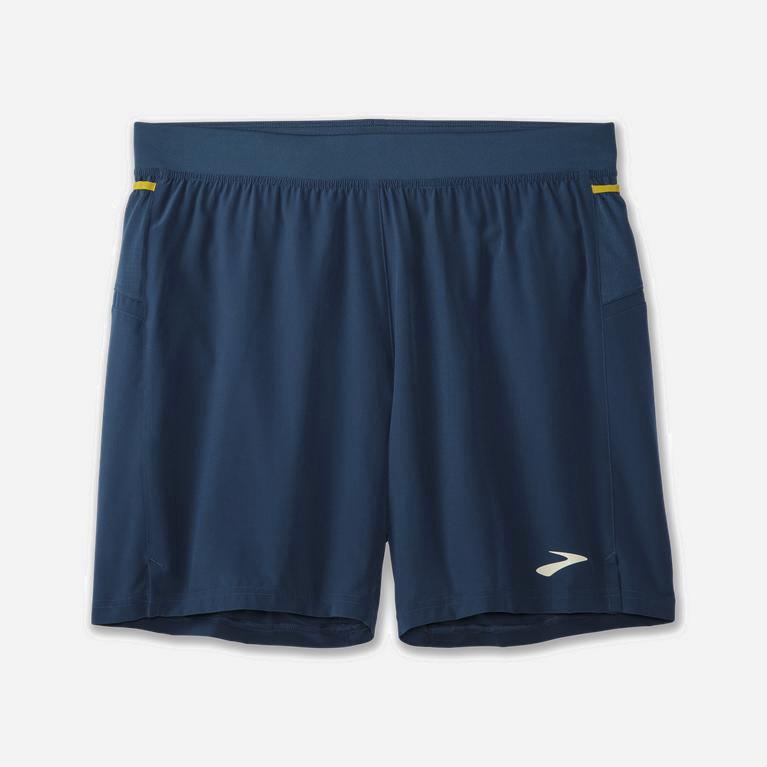 Brooks Sherpa 7 2-In-1 Løpeshorts Herre Online - Indigo/Gull - Norge (LUV251834)